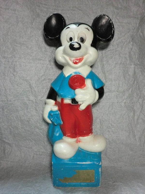 画像1: ミッキーマウス貯金箱(袋持つ青) (1)