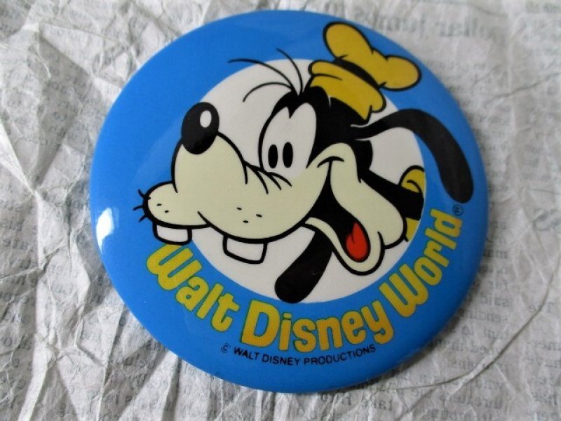 画像1: グーフィー缶バッジ（ワールド）青 (1)